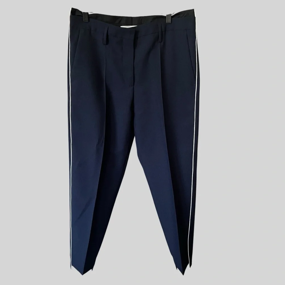 GOLDEN GOOSE DELUXE BRAND VENEZIA. Womens Navy Blue Trousers with White Stripe